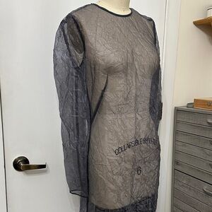 J. Crew Sheer Long-Sleeve Overlay Tunic in Charcoal Gray